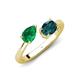 4 - Afra 1.80 ctw Emerald Pear Shape (7x5 mm) & London Blue Topaz Oval Shape (7x5 mm) Toi Et Moi Engagement Ring 