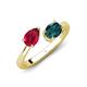 4 - Afra 1.95 ctw Ruby Pear Shape (7x5 mm) & London Blue Topaz Oval Shape (7x5 mm) Toi Et Moi Engagement Ring 
