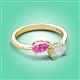 3 - Afra 1.40 ctw Pink Sapphire Pear Shape (7x5 mm) & Opal Oval Shape (7x5 mm) Toi Et Moi Engagement Ring 