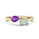 1 - Afra 1.15 ctw Amethyst Pear Shape (7x5 mm) & Opal Oval Shape (7x5 mm) Toi Et Moi Engagement Ring 
