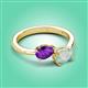 3 - Afra 1.15 ctw Amethyst Pear Shape (7x5 mm) & Opal Oval Shape (7x5 mm) Toi Et Moi Engagement Ring 