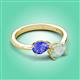 3 - Afra 1.25 ctw Tanzanite Pear Shape (7x5 mm) & Opal Oval Shape (7x5 mm) Toi Et Moi Engagement Ring 