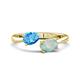 1 - Afra 1.35 ctw Blue Topaz Pear Shape (7x5 mm) & Opal Oval Shape (7x5 mm) Toi Et Moi Engagement Ring 