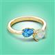 3 - Afra 1.35 ctw Blue Topaz Pear Shape (7x5 mm) & Opal Oval Shape (7x5 mm) Toi Et Moi Engagement Ring 