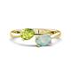 1 - Afra 1.30 ctw Peridot Pear Shape (7x5 mm) & Opal Oval Shape (7x5 mm) Toi Et Moi Engagement Ring 