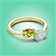 3 - Afra 1.30 ctw Peridot Pear Shape (7x5 mm) & Opal Oval Shape (7x5 mm) Toi Et Moi Engagement Ring 