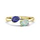 1 - Afra 1.10 ctw Iolite Pear Shape (7x5 mm) & Opal Oval Shape (7x5 mm) Toi Et Moi Engagement Ring 