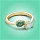 3 - Afra 1.36 ctw Lab Created Alexandrite Pear Shape (7x5 mm) & Opal Oval Shape (7x5 mm) Toi Et Moi Engagement Ring 