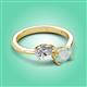 3 - Afra 1.35 ctw Moissanite Pear Shape (7x5 mm) & Opal Oval Shape (7x5 mm) Toi Et Moi Engagement Ring 