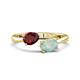 1 - Afra 1.40 ctw Red Garnet Pear Shape (7x5 mm) & Opal Oval Shape (7x5 mm) Toi Et Moi Engagement Ring 