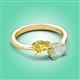3 - Afra 1.40 ctw Yellow Sapphire Pear Shape (7x5 mm) & Opal Oval Shape (7x5 mm) Toi Et Moi Engagement Ring 