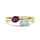 1 - Afra 1.40 ctw Rhodolite Garnet Pear Shape (7x5 mm) & Opal Oval Shape (7x5 mm) Toi Et Moi Engagement Ring 
