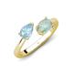 4 - Afra 1.10 ctw Aquamarine Pear Shape (7x5 mm) & Opal Oval Shape (7x5 mm) Toi Et Moi Engagement Ring 