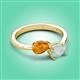 3 - Afra 1.15 ctw Citrine Pear Shape (7x5 mm) & Opal Oval Shape (7x5 mm) Toi Et Moi Engagement Ring 