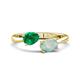 1 - Afra 1.30 ctw Emerald Pear Shape (7x5 mm) & Opal Oval Shape (7x5 mm) Toi Et Moi Engagement Ring 