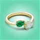 3 - Afra 1.30 ctw Emerald Pear Shape (7x5 mm) & Opal Oval Shape (7x5 mm) Toi Et Moi Engagement Ring 