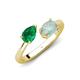 4 - Afra 1.30 ctw Emerald Pear Shape (7x5 mm) & Opal Oval Shape (7x5 mm) Toi Et Moi Engagement Ring 