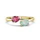 1 - Afra 1.20 ctw Pink Tourmaline Pear Shape (7x5 mm) & Opal Oval Shape (7x5 mm) Toi Et Moi Engagement Ring 