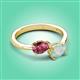 3 - Afra 1.20 ctw Pink Tourmaline Pear Shape (7x5 mm) & Opal Oval Shape (7x5 mm) Toi Et Moi Engagement Ring 