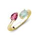4 - Afra 1.20 ctw Pink Tourmaline Pear Shape (7x5 mm) & Opal Oval Shape (7x5 mm) Toi Et Moi Engagement Ring 