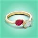 3 - Afra 1.45 ctw Ruby Pear Shape (7x5 mm) & Opal Oval Shape (7x5 mm) Toi Et Moi Engagement Ring 