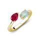 4 - Afra 1.45 ctw Ruby Pear Shape (7x5 mm) & Opal Oval Shape (7x5 mm) Toi Et Moi Engagement Ring 
