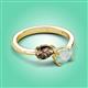 3 - Afra 1.15 ctw Smoky Quartz Pear Shape (7x5 mm) & Opal Oval Shape (7x5 mm) Toi Et Moi Engagement Ring 