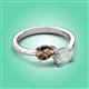 3 - Afra 1.15 ctw Smoky Quartz Pear Shape (7x5 mm) & Opal Oval Shape (7x5 mm) Toi Et Moi Engagement Ring 