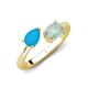 4 - Afra 0.85 ctw Turquoise Pear Shape (7x5 mm) & Opal Oval Shape (7x5 mm) Toi Et Moi Engagement Ring 