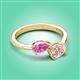 3 - Afra 1.65 ctw Pink Sapphire Pear Shape (7x5 mm) & Morganite Oval Shape (7x5 mm) Toi Et Moi Engagement Ring 