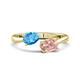 1 - Afra 1.60 ctw Blue Topaz Pear Shape (7x5 mm) & Morganite Oval Shape (7x5 mm) Toi Et Moi Engagement Ring 