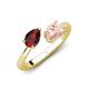 4 - Afra 1.65 ctw Red Garnet Pear Shape (7x5 mm) & Morganite Oval Shape (7x5 mm) Toi Et Moi Engagement Ring 
