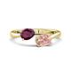 1 - Afra 1.65 ctw Rhodolite Garnet Pear Shape (7x5 mm) & Morganite Oval Shape (7x5 mm) Toi Et Moi Engagement Ring 