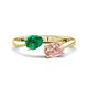 1 - Afra 1.55 ctw Emerald Pear Shape (7x5 mm) & Morganite Oval Shape (7x5 mm) Toi Et Moi Engagement Ring 
