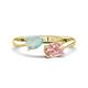 1 - Afra 1.10 ctw Opal Pear Shape (7x5 mm) & Morganite Oval Shape (7x5 mm) Toi Et Moi Engagement Ring 