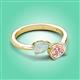 3 - Afra 1.10 ctw Opal Pear Shape (7x5 mm) & Morganite Oval Shape (7x5 mm) Toi Et Moi Engagement Ring 
