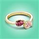 3 - Afra 1.45 ctw Pink Tourmaline Pear Shape (7x5 mm) & Morganite Oval Shape (7x5 mm) Toi Et Moi Engagement Ring 