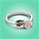 3 - Afra 1.40 ctw Smoky Quartz Pear Shape (7x5 mm) & Morganite Oval Shape (7x5 mm) Toi Et Moi Engagement Ring 