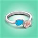 3 - Afra 1.10 ctw Turquoise Pear Shape (7x5 mm) & Morganite Oval Shape (7x5 mm) Toi Et Moi Engagement Ring 