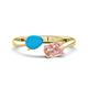 1 - Afra 1.10 ctw Turquoise Pear Shape (7x5 mm) & Morganite Oval Shape (7x5 mm) Toi Et Moi Engagement Ring 