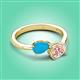 3 - Afra 1.10 ctw Turquoise Pear Shape (7x5 mm) & Morganite Oval Shape (7x5 mm) Toi Et Moi Engagement Ring 