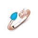 4 - Afra 1.10 ctw Turquoise Pear Shape (7x5 mm) & Morganite Oval Shape (7x5 mm) Toi Et Moi Engagement Ring 