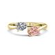 1 - Afra 1.65 ctw White Sapphire Pear Shape (7x5 mm) & Morganite Oval Shape (7x5 mm) Toi Et Moi Engagement Ring 