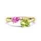 1 - Afra 1.80 ctw Pink Sapphire Pear Shape (7x5 mm) & Peridot Oval Shape (7x5 mm) Toi Et Moi Engagement Ring 