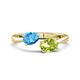 1 - Afra 1.75 ctw Blue Topaz Pear Shape (7x5 mm) & Peridot Oval Shape (7x5 mm) Toi Et Moi Engagement Ring 