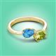 3 - Afra 1.75 ctw Blue Topaz Pear Shape (7x5 mm) & Peridot Oval Shape (7x5 mm) Toi Et Moi Engagement Ring 