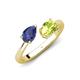 4 - Afra 1.50 ctw Iolite Pear Shape (7x5 mm) & Peridot Oval Shape (7x5 mm) Toi Et Moi Engagement Ring 