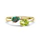 1 - Afra 1.76 ctw Lab Created Alexandrite Pear Shape (7x5 mm) & Peridot Oval Shape (7x5 mm) Toi Et Moi Engagement Ring 
