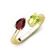 4 - Afra 1.80 ctw Red Garnet Pear Shape (7x5 mm) & Peridot Oval Shape (7x5 mm) Toi Et Moi Engagement Ring 
