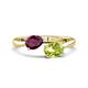 1 - Afra 1.80 ctw Rhodolite Garnet Pear Shape (7x5 mm) & Peridot Oval Shape (7x5 mm) Toi Et Moi Engagement Ring 